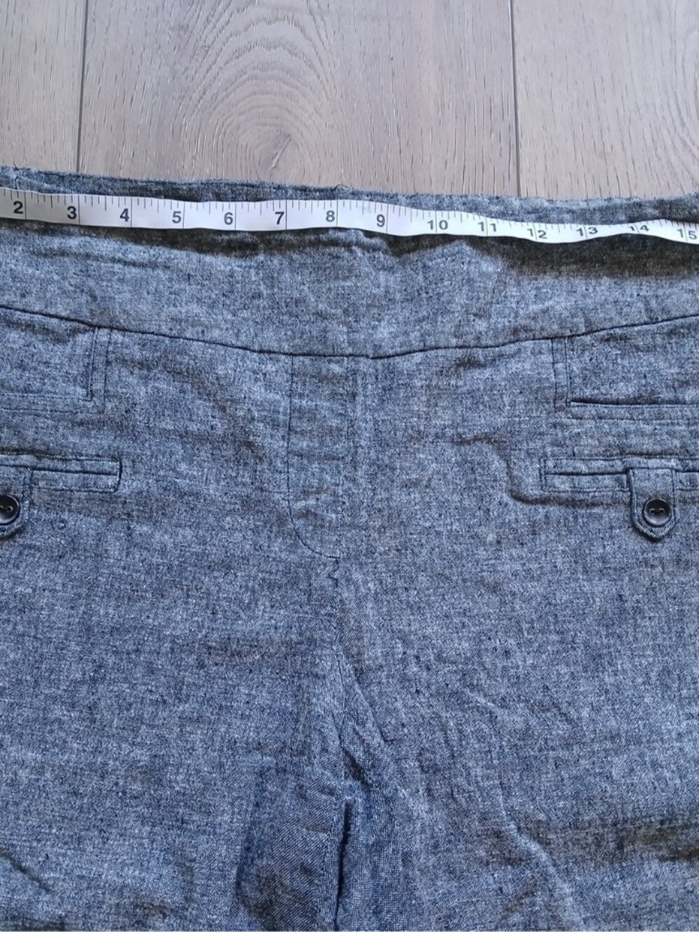Reitmans Petite Bermuda Shorts Womens 16P Gray Linen Blend Stretch Mid Rise - Picture 5 of 8